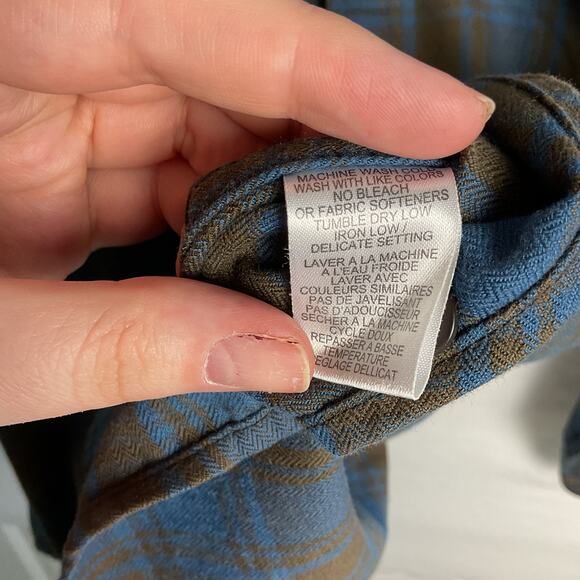 ExOfficio Mens Long Sleeve Blue Plaid Button Up Hidden Pocket Shirt Large - Picture 11 of 15